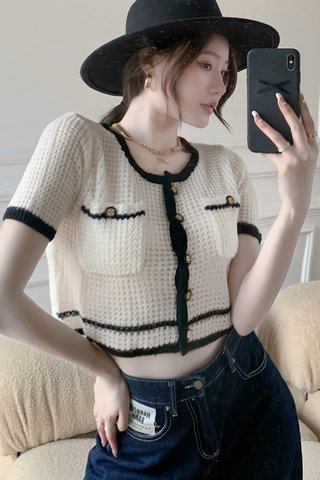 BACKORDER - Kianna Single Breasted Knit Crop Top In White