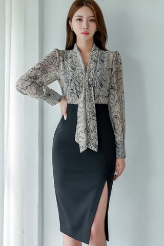 BACKORDER - Aldora Top With Side Slit Skirt Set