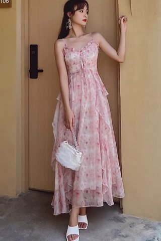 BACKORDER - Emma Floral Cascade Ruffle Dress