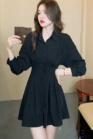 BACKORDER - Maricel Collar Panelled Dress In Black
