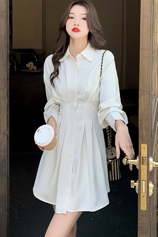 BACKORDER - Maricel Collar Panelled Dress In Cream