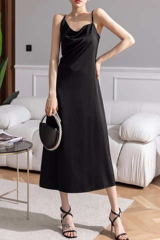 BACKORDER - Meghan Cowl Maxi Dress In Black