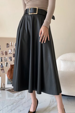 BACKORDER - Sharley High Waist PU Skirt In Black