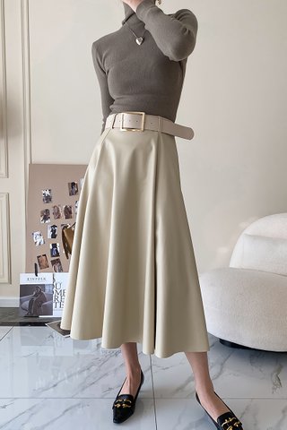 BACKORDER - Sharley High Waist PU Skirt In Cream