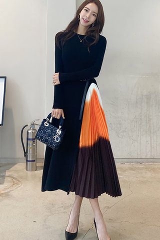 BACKORDER - Hathaway Side Pleat Knit Dress