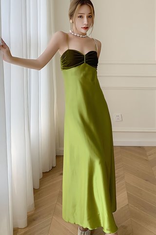BACKORDER - Jessa Velvet Strap Dress In Green