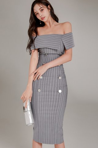BACKORDER - Sienna Stripe Off Shoulder Dress