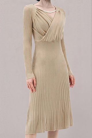 BACKORDER - Gladys Sleeve Knit Dress In Beige