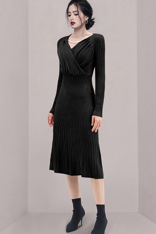 BACKORDER - Gladys Sleeve Knit Dress In Black