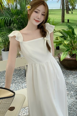 BACKORDER - Macey Ruffle Sleeve Dress In Cream