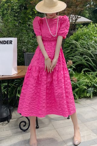 BACKORDER - Victoria Back Tie Crinkled Dress In Pink
