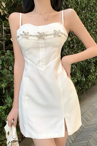 BACKORDER - Melissa Diamante Embellished Mini Dress In White