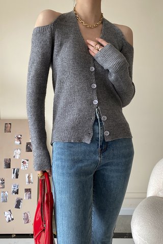BACKORDER - Myrtle Halter Neck Knit Top In Grey
