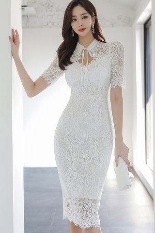 INSTOCK - Kennedy Lace Overlay Dress In White