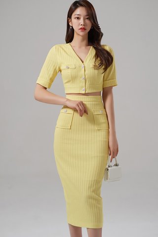 BACKORDER - Santoni Knit Top With Skirt Set In Yellow