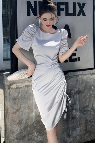 BACKORDER - Belcy Ruched Gathered Dress In Silver