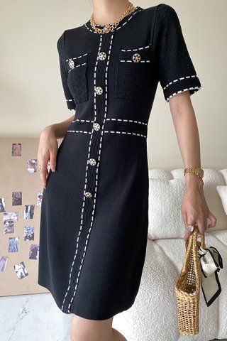 BACKORDER - Dancy Single Breasted Knit Dress In Black 