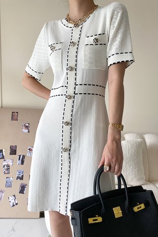 BACKORDER - Dancy Single Breasted Knit Dress In White