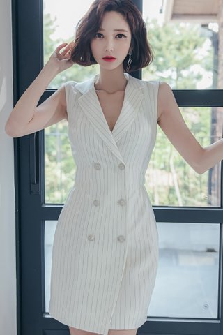 BACKORDER - Flora Double Breasted Pinstripe Dress