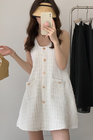 BACKORDER - Kose Single Breasted Mini Dress In White