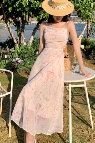 BACKORDER - Krina Floral Shirring Back Dress In Pink