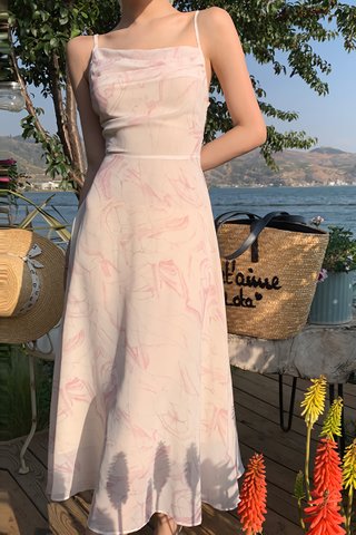 BACKORDER - Krina Floral Shirring Back Dress In Pink