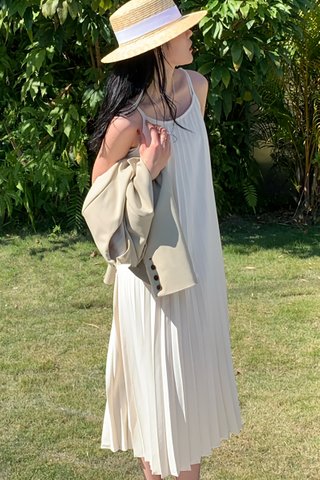 BACKORDER - Briana Sleeveless Pleat Dress In Cream