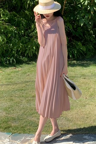 BACKORDER - Briana Sleeveless Pleat Dress In Pink