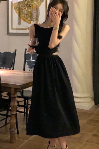 BACKORDER - Devy Waist Cut Out Dress In Black