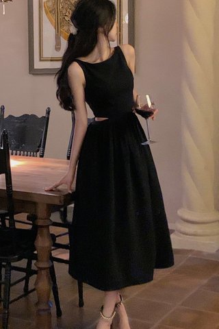 BACKORDER - Devy Waist Cut Out Dress In Black