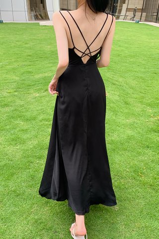 BACKORDER - Kaidy Criss Cross Bareback Dress In Black