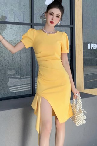 BACKORDER - Valeria Side Cut Out Dress In Yellow