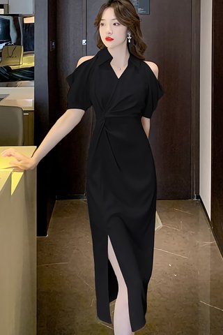 BACKORDER - Alandy Cold Shoulder Dress In Black