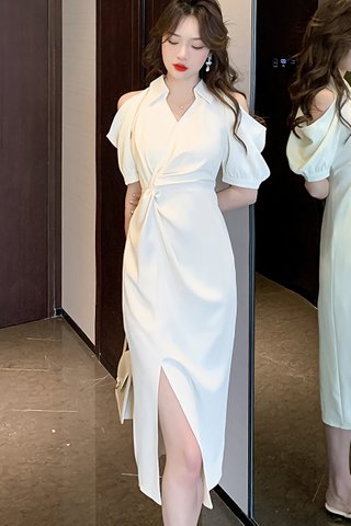 BACKORDER - Alandy Cold Shoulder Dress In White