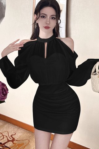 BACKORDER - Alaina Keyhole Mini Dress In Black