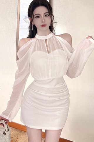 BACKORDER - Alaina Keyhole Mini Dress In White