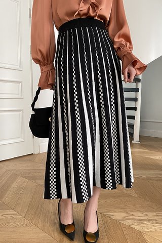 BACKORDER - Cierra Abstract A-Line Skirt In Black