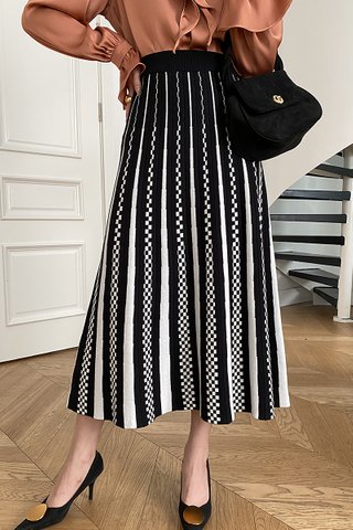 BACKORDER - Cierra Abstract A-Line Skirt In Black