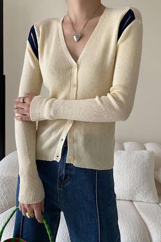 BACKORDER - Elvine Cut Out Knit Top In Cream