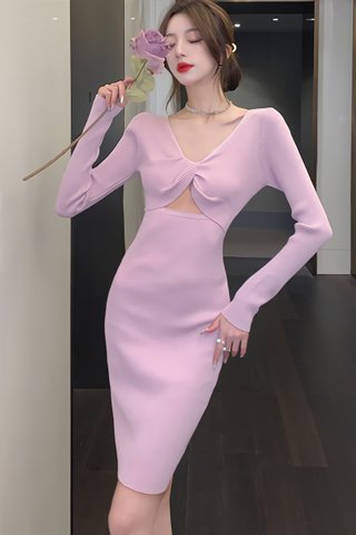 BACKORDER - Kalee Sleeve Knit Dress In Pink