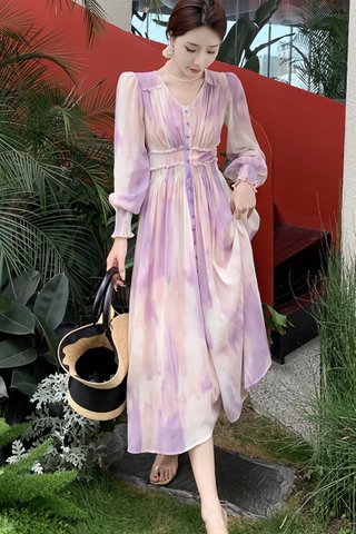 BACKORDER - Kalina Watercolor Sleeve Dress