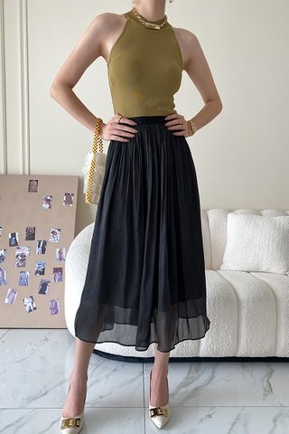 BACKORDER - Kharine Mesh Overlay Skirt In Black
