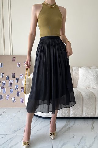 BACKORDER - Kharine Mesh Overlay Skirt In Black