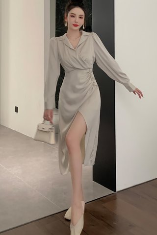BACKORDER - Krina Ruched Side Slit Dress