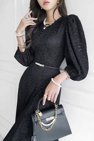 BACKORDER - Nealyn Floral Puff Sleeve Dress In Black