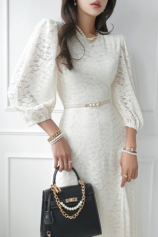 BACKORDER - Nealyn Floral Puff Sleeve Dress In White