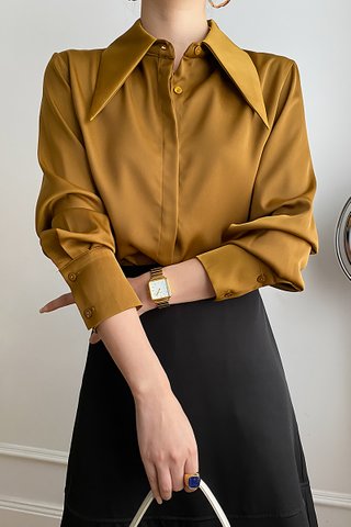 BACKORDER - Arosa Collar Shirt Top In Gold