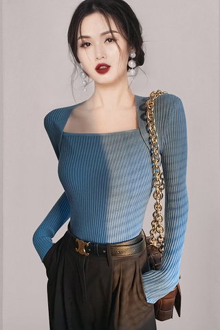 BACKORDER - Brendra Sleeve Knit Top In Blue