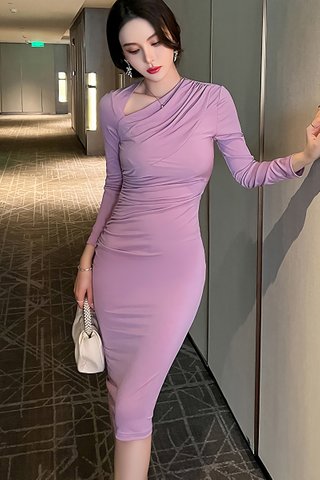 BACKORDER - Kanice Sleeve Ruched Dress In Lavender