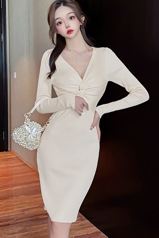 BACKORDER - Klorinda Sleeve Knot Dress In Cream
